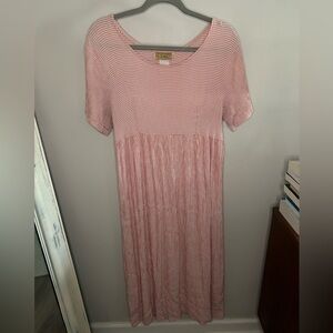 Vintage Pink Gingham Midi Dress